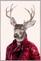 JUNIQE - Poster met kunststof lijst Deer -40x60 /Bruin & Ivoor