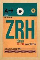 JUNIQE - Poster in houten lijst Zurich -20x30 /Groen & Oranje