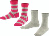 FALKE Happy Stripe 2-Pack gestreept met patroon Katoen Multipack Kinderen Sokken grijs - Maat 39-42