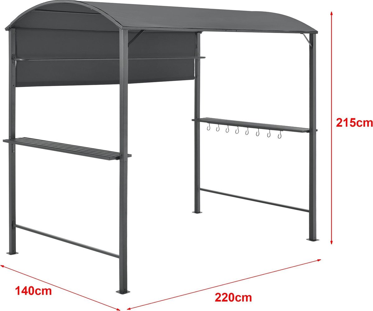 Tonnelle de Barbecue 1,5 x 4 m, abri pour Barbecue extérieur, auvent de  terrasse avec étagères et Deux auvents supplémentaires (Tan) en destockage  et reconditionné chez DealBurn