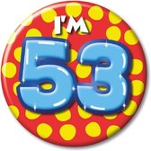 Paper Dreams Button I'm 53 Staal 5,5 Cm Rood/geel/blauw