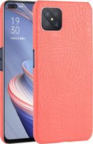 OPPO Reno 4 Z Hoesje - Mobigear - Croco Serie - Hard Kunststof Backcover - Rood - Hoesje Geschikt Voor OPPO Reno 4 Z