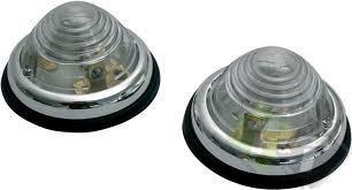 Zijmarkeringslamp, Contourlamp rond chroom Wit, set van 2 stuks, 70mm rond