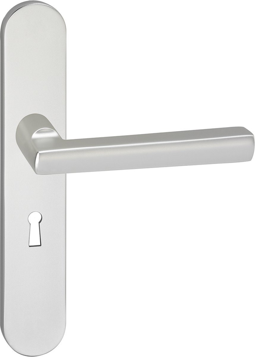 Deurkruk - Impresso Leeds - Voor binnen - Ovaal deurschild met sleutelgat - Aluminium - 2 stuks