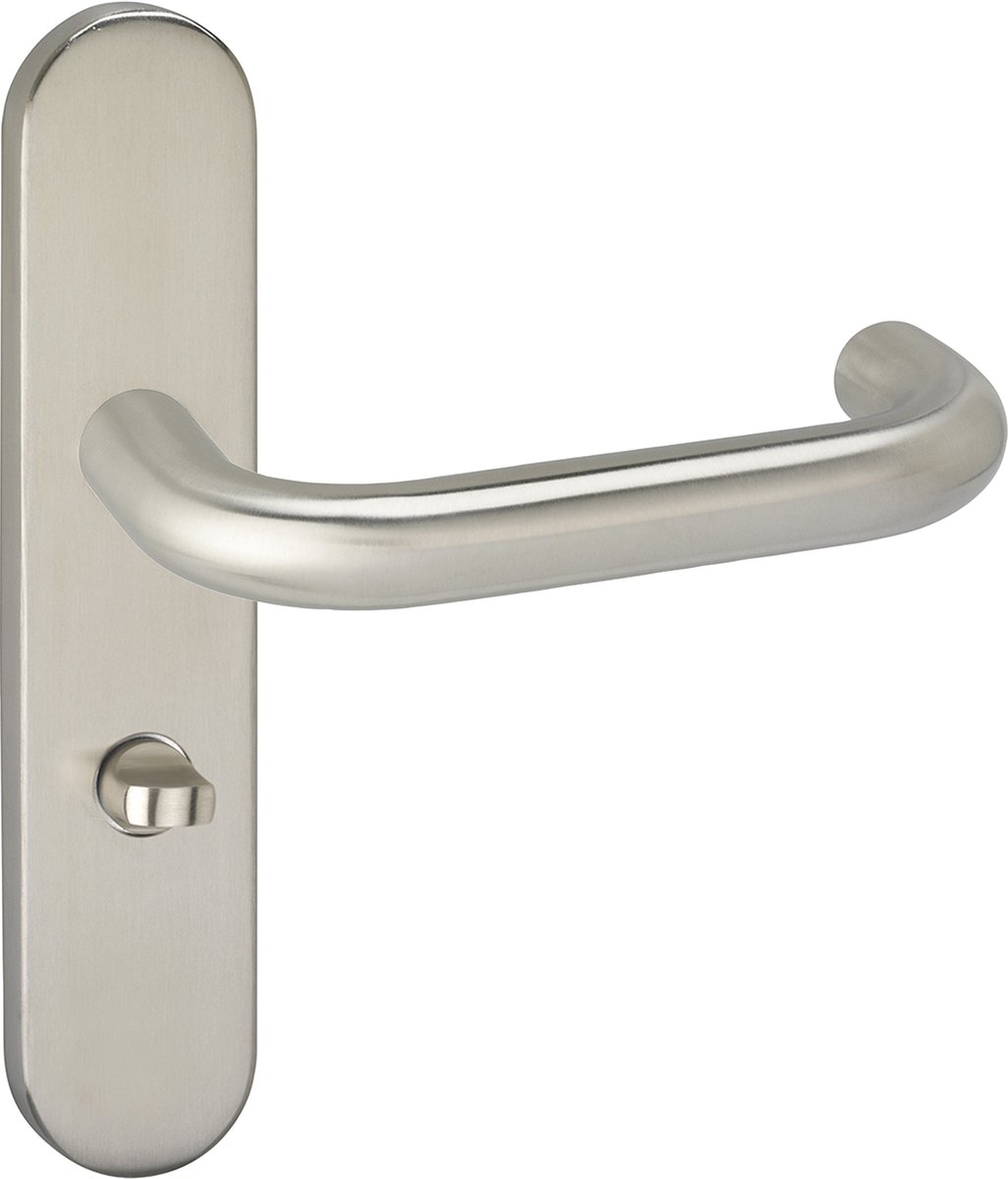 Impresso Wigan Deurklink – Deurbeslag – Ovaal – Deurschild met Toiletsluiting – Zilver