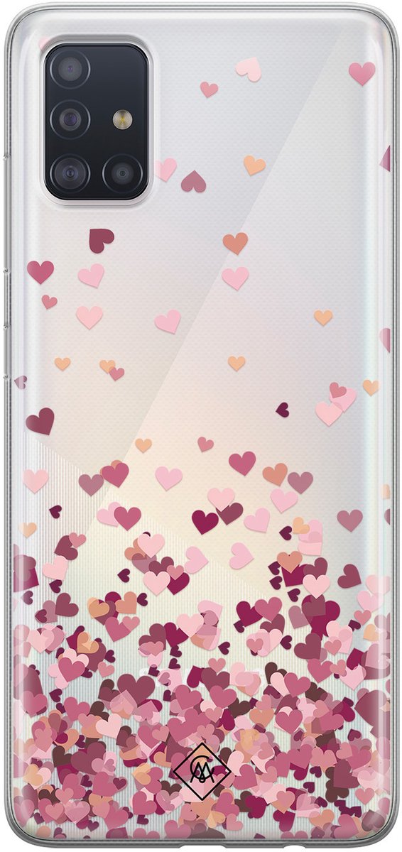Casimoda® hoesje - Geschikt voor Samsung A51 - Falling Hearts - Backcover - Siliconen/TPU - Rood