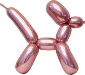 100 chroom modelleer ballonnen roze.