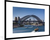 Fotolijst incl. Poster - Boten onder de Sydney Harbour Bridge in Australië - 90x60 cm - Posterlijst