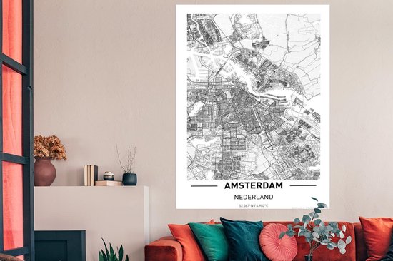 Affiche City Map Amsterdam - 120x180 cm XXL - Carte
