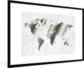 Posters Zwart Wit - Wereldkaart - Zwart Wit - Marbre - 120x80 cm