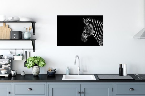 Poster Zebra sur fond noir papier 90x60 cm - Tirage photo sur Poster (décoration murale salon / chambre) / Poster Animaux sauvages