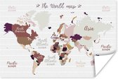 Wereldkaart met warme kleuren Poster 30x20 cm - klein
