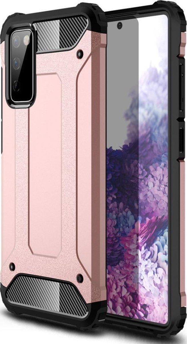 Mobigear Hoesje geschikt voor Samsung Galaxy S20 FE Telefoonhoesje Hardcase | Mobigear Outdoor Backcover Shockproof | Schokbestendig Galaxy S20 FE Telefoonhoesje | Anti Shock Proof - Roségoud