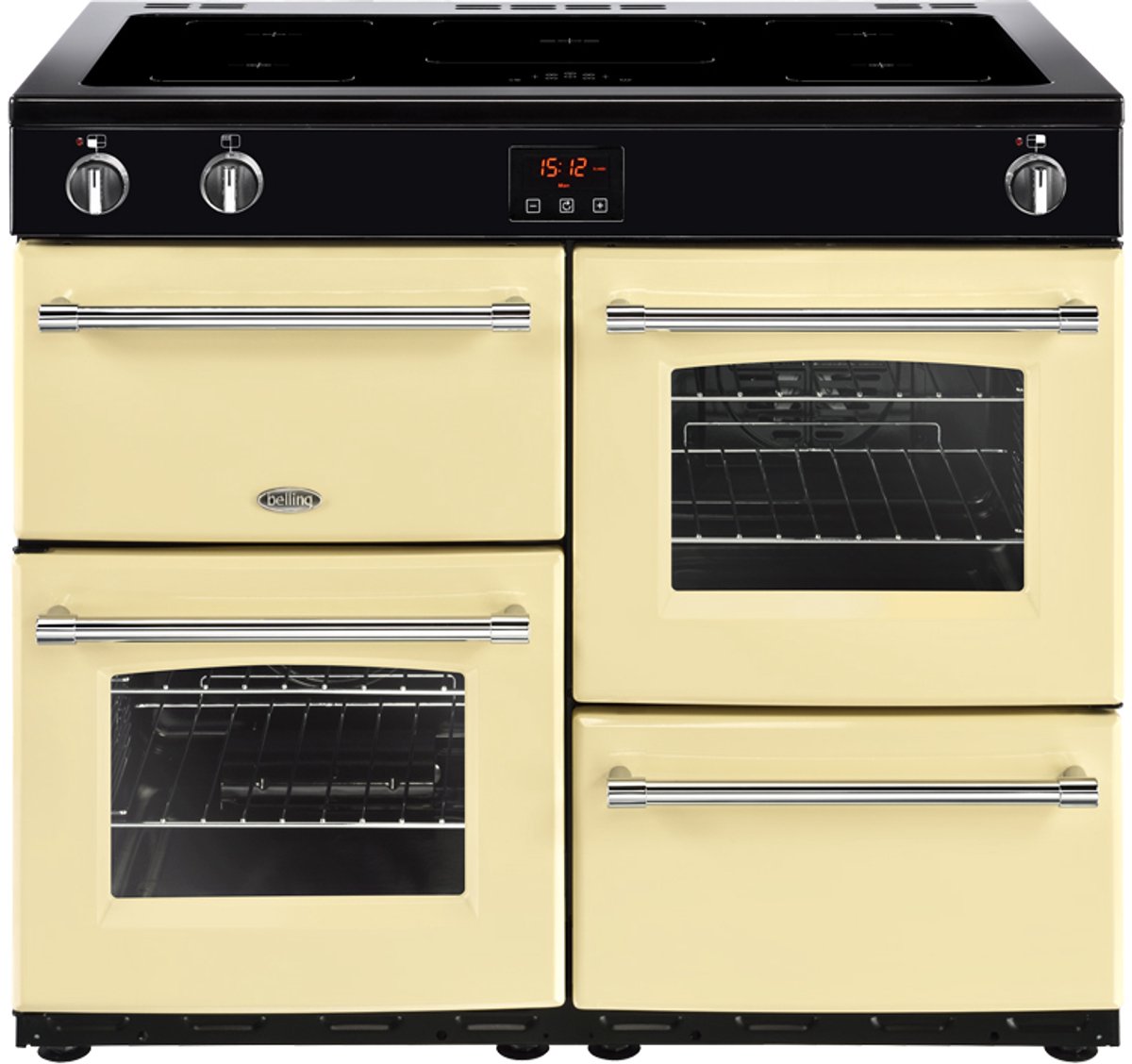 Belling Farmhouse 100Ei Range cooker Zone van inductiekookplaat Crème