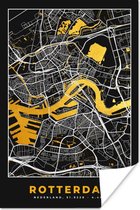 Poster Plattegrond - Rotterdam - Goud - Zwart - 20x30 cm - Stadskaart