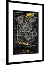 Fotolijst incl. Poster - Plattegrond - Goes - Goud - Zwart - 60x90 cm - Posterlijst - Stadskaart