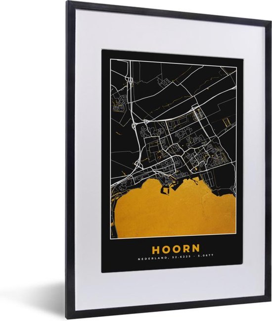 Fotolijst Incl Poster Plattegrond Hoorn Goud Zwart X Cm Posterlijst Bol