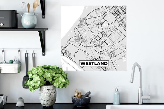 Poster Plan de la ville - Westland - Grijs - Wit - 50x50 cm