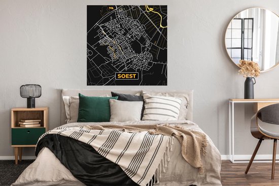 Poster Carte - Soest - Or - Zwart - 100x100 cm XXL