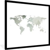 Fotolijst incl. Poster - Wereldkaart - Grijs - Simpel - 40x40 cm - Posterlijst