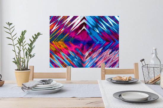 Sticker Muursticker Art psychédélique - Art psychédélique en forme de losange - 80x60 cm - film adhésif autocollant - sticker mural repositionnable