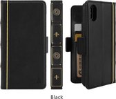 Bijbelstijl zakelijk horizontaal flip lederen hoesje voor iPhone XS / X, met kaartsleuven en fotolijst en houder en portemonnee (zwart)