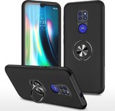 Voor Motorola Moto G9 / G9 Play PC + TPU schokbestendige magnetische beschermhoes met onzichtbare ringhouder (zwart)