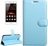 Voor Huawei Y5 II Litchi Texture Horizontale Flip Leren Case met Magnetische Gesp & Houder & Kaartsleuven & Portemonnee (Blauw)