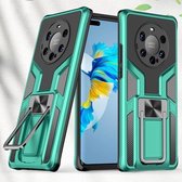 Voor Huawei Mate 40 Pro + Armor 2 in 1 PC + TPU magnetisch schokbestendig hoesje met opvouwbare houder (groen)