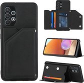 Voor Samsung Galaxy A32 4G (EU-versie) Skin Feel PU + TPU + PC Achterkant Schokbestendig hoesje met kaartsleuven & houder & fotolijst (zwart)