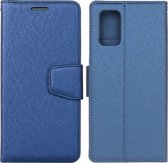 Voor Samsung Galaxy A02s Zijden Textuur Horizontale Flip Leren Case met Houder & Kaartsleuven & Portemonnee & Fotolijst (Blauw)