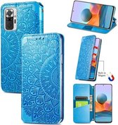 Voor Xiaomi Redmi Note 10 Pro Blooming Mandala Reliëfpatroon Magnetische Horizontale Flip Leren Case met Houder & Kaartsleuven & Portemonnee (Blauw)