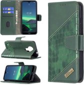 Voor Nokia 1.4 Bijpassende kleur Krokodiltextuur Horizontale flip PU lederen tas met portemonnee & houder & kaartsleuven (groen)