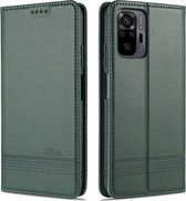 Voor Geschikt voor Xiaomi Redmi Note 10 Pro AZNS Magnetische Kalf Textuur Horizontale Flip Leren Case met Kaartsleuven & Houder & Portemonnee (Donkergroen)