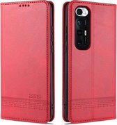 Voor Geschikt voor Xiaomi Mi 10S AZNS Magnetische kalfsstructuur Horizontale flip lederen tas met kaartsleuven & houder & portemonnee (rood)