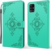 Voor Samsung Galaxy M31s Reliëf Fortune Bloem Patroon Horizontale Flip Leren Case met Houder & Kaartsleuf & Portemonnee & Lanyard (Groen)