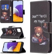 Voor Samsung Galaxy A22 5G Gekleurd Tekenpatroon Horizontale Flip Lederen Case met Houder & Kaartsleuven & Portemonnee (Beer)