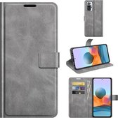 Voor Redmi Note 10 Pro (Indian Edition) Retro Kalfspatroon Gesp Horizontale Flip Leren Case met Houder & Kaartsleuven & Portemonnee (Grijs)