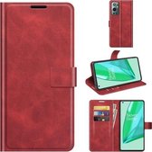 Voor OnePlus 9 Pro Retro Kalfspatroon Gesp Horizontaal Leren Flip Hoesje met Houder & Kaartsleuven & Portemonnee (Rood)