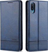 Voor Samsung Galaxy M02 (EU-versie) AZNS Magnetische Kalf Textuur Horizontale Flip Leren Case met Kaartsleuven & Houder & Portemonnee (Donkerblauw)