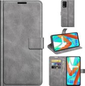 Voor OPPO Realme Q3i 5G / Realme Q3 5G Retro Kalfspatroon Gesp Horizontale Flip Leren Case met Houder & Kaartsleuven & Portemonnee (Grijs)