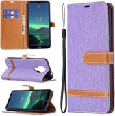 Voor Nokia 1.4 Kleuraanpassing Denim Textuur Horizontale Flip Leren Case met Houder & Kaartsleuven & Portemonnee & Lanyard (Paars)