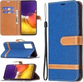 Voor Samsung Galaxy A82 5G Kleuraanpassing Denim Textuur Horizontale Flip Leren Case met Houder & Kaartsleuven & Portemonnee & Lanyard (Koningsblauw)