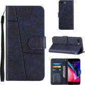 Stiksels Kalfsstructuur Gesp Horizontale Flip Leren Case met Houder & Kaartsleuven & Portemonnee & Lanyard Voor iPhone 6/7/8 / SE 2020 (Blauw)