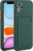 Card Slot Design Shockproof TPU beschermhoes voor iPhone 11 Pro (donkergroen)