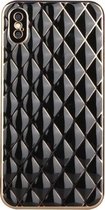 Electroplated Rhombic Pattern Sheepskin TPU beschermhoes voor iPhone XS Max (zwart)