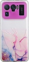 Voor Xiaomi Mi 11 Ultra hol marmerpatroon TPU nauwkeurig gat beschermhoes (roze)