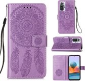 Voor Xiaomi Redmi Note 10 Pro / Note 10 Pro Max Dream Catcher Printing Horizontale flip lederen hoes met houder & kaartsleuven & portemonnee & lanyard (paars)