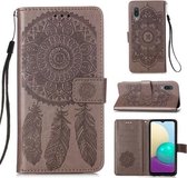 Voor Samsung Galaxy A02 / M02 (internationale versie) Dream Catcher Printing horizontale flip lederen tas met houder & kaartsleuven & portemonnee & lanyard (grijs)