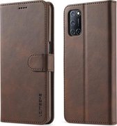 Voor OPPO F19 / A74 4G / F19 Pro / A94 5G LC.IMEEKE Kalfsstructuur Horizontale flip lederen tas, met houder & kaartsleuven en portemonnee (bruin)